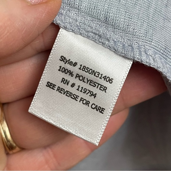 Women's One World Large Boho 3/4 bubble sleeve blouse blue green art to wear - Picture 3 of 12